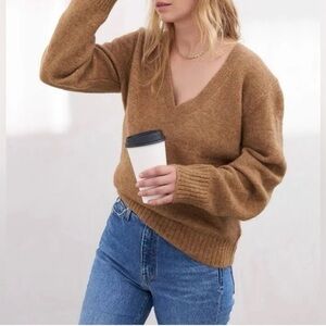AYR Women's V-Neck Sweater in Brown